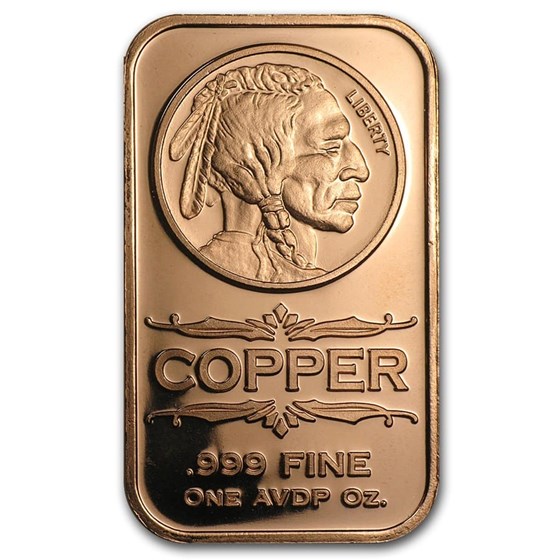 1 oz Copper Bar - Indian Head 1 oz Copper Bar - Indian Head